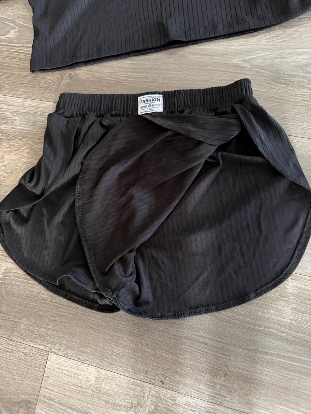 Black Ribbed Two-Piece Lounge Set - Picture 5 of 5